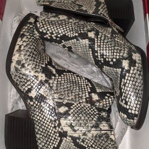 Snake print ankle bootie